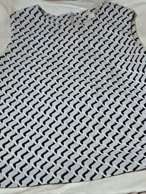 COS pale Blue W/ Black and Cream Geometric Sleeveless Top